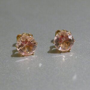 Round Cut Light Pink Crystal Stud Pierced Earrings